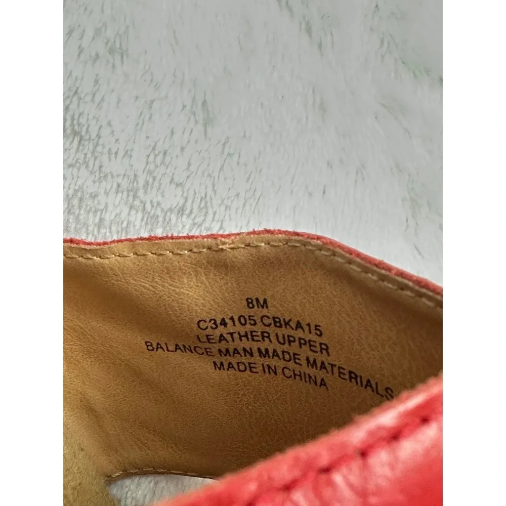 BOC Born Concept Red Leather Floral Cork Wedge Mules Women's Size 8M